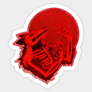 Halloween Howling Werewolf Blood Moon Skeleton Sticker